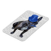 青フランスのいトップハットと口ひげ付きブルドッグ マグネット (左側)