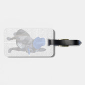 青フランスのいトップハットと口ひげ付きブルドッグ ラゲッジタグ (裏面横)