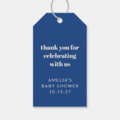 青フランスのい可愛いカスタム赤ちゃんシャワー ギフトタグ (裏面)