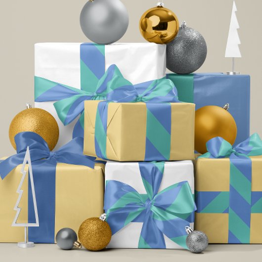 青フランスのとターコイズワイドストライプ サテンリボン