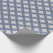 青フランスのと灰色の輪の花が繰り返し咲く ラッピングペーパー (角)