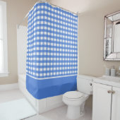 青フランスのと白のギンガムチェック シャワーカーテン (インサイチュ)