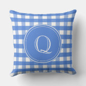 青フランスのと白のギンガム クッション (裏面)