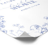 青フランスのと白のシャワービクトリアンへようこそ ポスター (角)