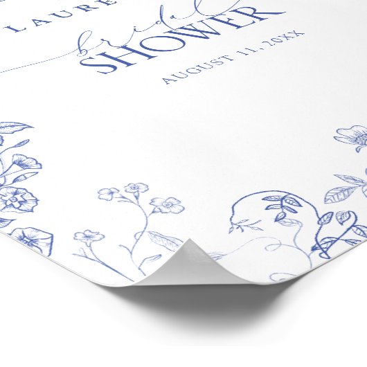 青フランスのと白のシャワービクトリアンへようこそ ポスター (角)