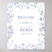 青フランスのと白のシャワービクトリアンへようこそ ポスター (正面)