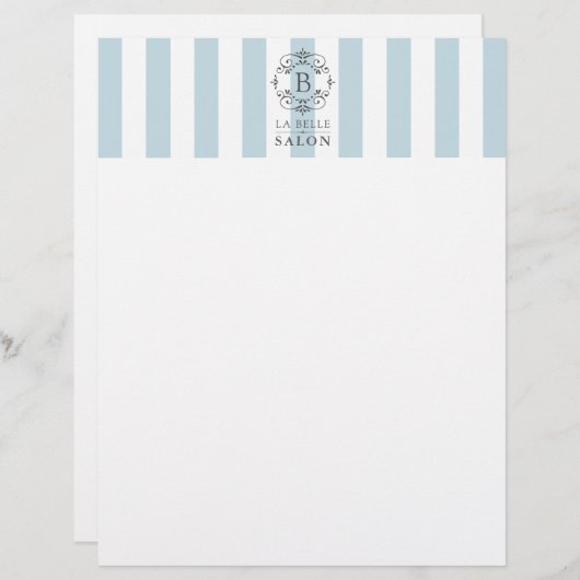 青フランスのと白のストライプモノグラム (正面/裏面)