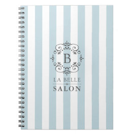 青フランスのと白のストライプモノグラム ノートブック