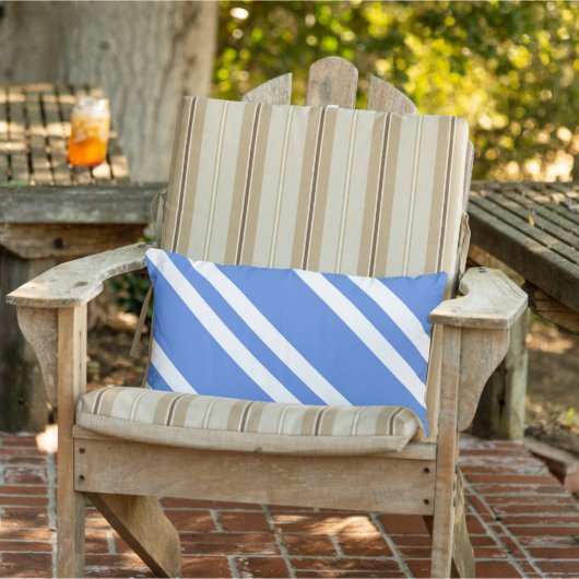 青フランスのと白のストライプ アウトドアクッション (椅子)