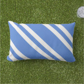 青フランスのと白のストライプ アウトドアクッション (芝生)