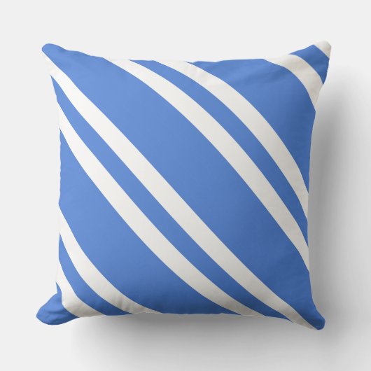 青フランスのと白のストライプ クッション (正面)