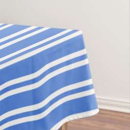 青フランスのと白のストライプ テーブルクロス