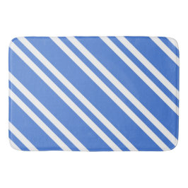 青フランスのと白のストライプ バスマット