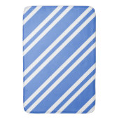 青フランスのと白のストライプ バスマット (正面縦)