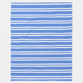 青フランスのと白のストライプ フリースブランケット (正面)