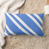 青フランスのと白のストライプ ランバークッション (ブランケット)