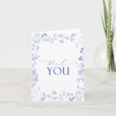 青フランスのと白のビクトリアンフローラ サンキューカード (正面)