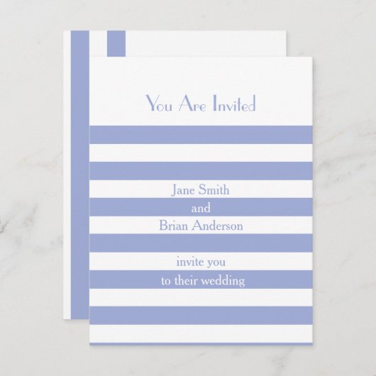 青フランスのストライプ色 招待状 (正面/裏面)