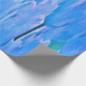 青フランスのチューリップ抽象芸術フローラルパターン ラッピングペーパー (角)