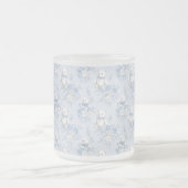 青フランスのフローラオーナメントとクマ フロストグラスマグカップ (中央)