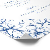 青フランスのフローラ結婚式の引き出物標識 ポスター (角)