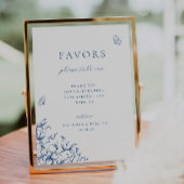 青フランスのフローラ結婚式の引き出物標識 ポスター