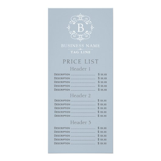 青フランスのモノグエレガントラム価格表 ラックカード (正面)