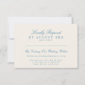 青フランスのヴィンテージフローラQRコード結婚のWebサイト 出欠カード (正面)