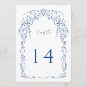 青フランスのヴィンテージ植物枠テーブル番号 プログラム (正面)