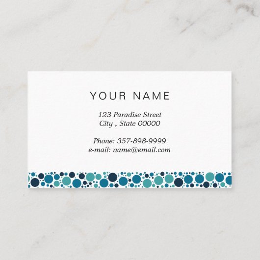 青フランスの円のブルドッグ 名刺 (裏面)