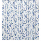 青フランスの園ワイルドフラワーパターン シャワーカーテン (正面)