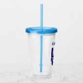 青フランスの愛ハートパーソナライズされた旗 アクリルタンブラー (右)