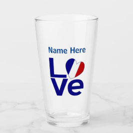 青フランスの愛ハートパーソナライズされた旗 タンブラーグラス