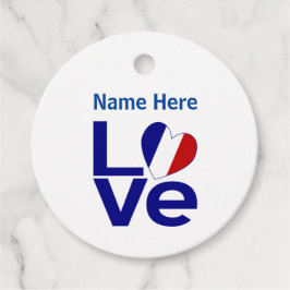 青フランスの愛ハートパーソナライズされた旗 フェイバータグ