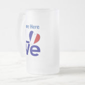 青フランスの愛ハートパーソナライズされた旗 フロストグラスビールジョッキ (正面左)