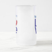 青フランスの愛ハートパーソナライズされた旗 フロストグラスビールジョッキ (中央)