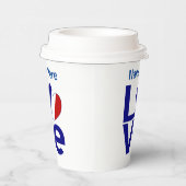 青フランスの愛ハートパーソナライズされた旗 紙コップ (右)