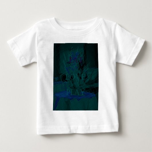 青フランスの愛食べ遊花色 ベビーTシャツ (正面)