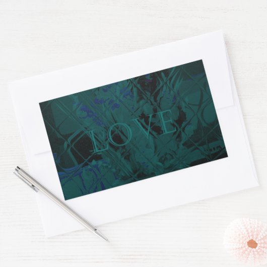 青フランスの愛食べ遊花色 長方形シール (封筒)