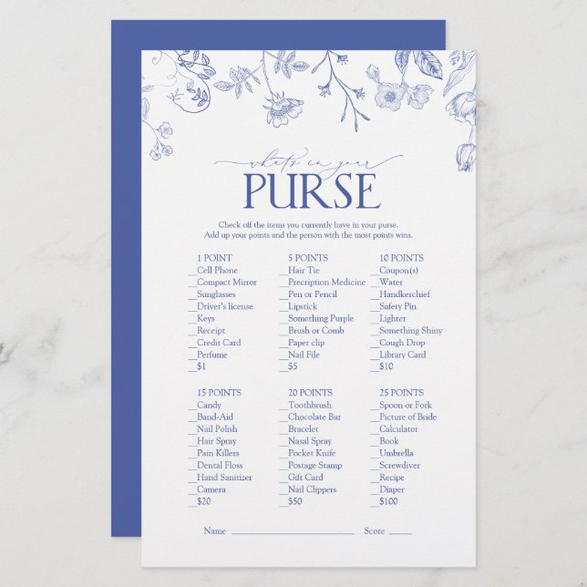 青フランスの白のビクトリアンブライダルシャワー (正面/裏面)