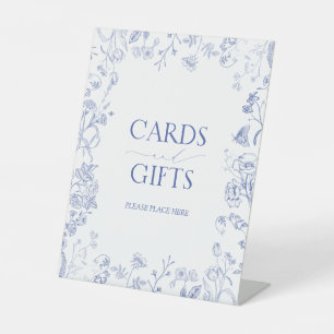 青フランスの白のブライダルシャワーギフトビクトリアン 台座サイン