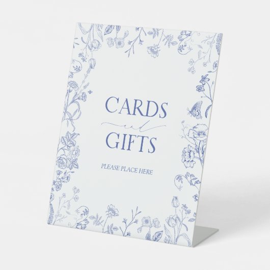 青フランスの白のブライダルシャワーギフトビクトリアン 台座サイン (正面)