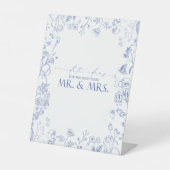 青フランスの白シャワービクトリアン日アイディア 台座サイン (正面)