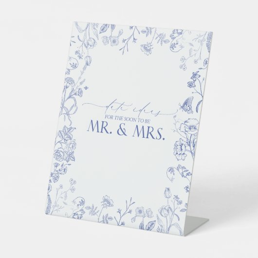 青フランスの白シャワービクトリアン日アイディア 台座サイン (正面)