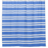 青フランスの白ストライプの シャワーカーテン (正面)