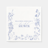 青フランスの白フローラビクトリアンブライダルシャワー スタンダードカクテルナプキン (正面)