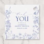 青フランスの白フローラビクトリアンブライダルシャワー フェイバータグ (裏面)