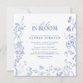 青フランスの白フローラビクトリアンベビーイン開花 招待状 (正面)