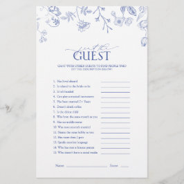 青フランスの白フローラブライダルシャワーゲーム