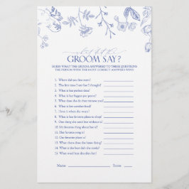 青フランスの白フローラブライダルシャワーゲーム